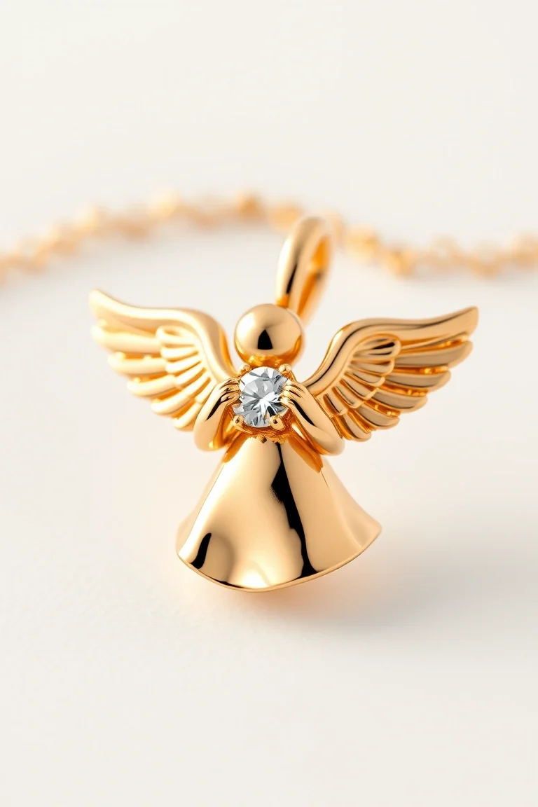 14K Polished Dngle Angel With 4mm