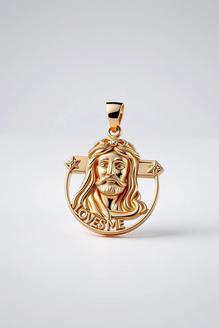 14K Polished Jesus Loves Me