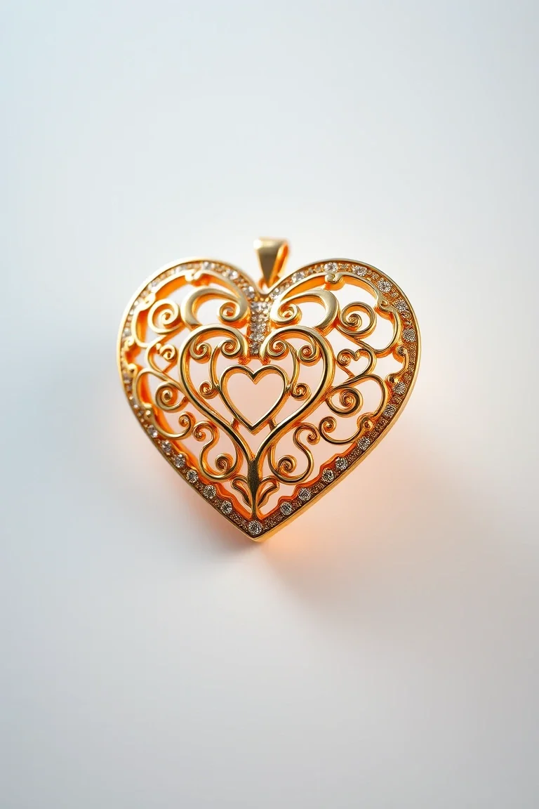 14K Polished Large Filigree Heart Slide