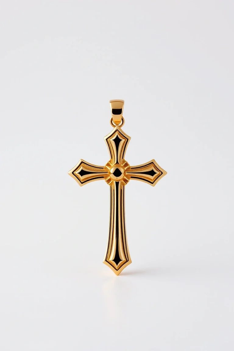14K Polished Puffed Cross