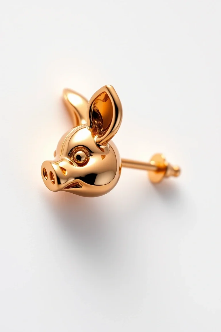 14K Porky Pig Earring