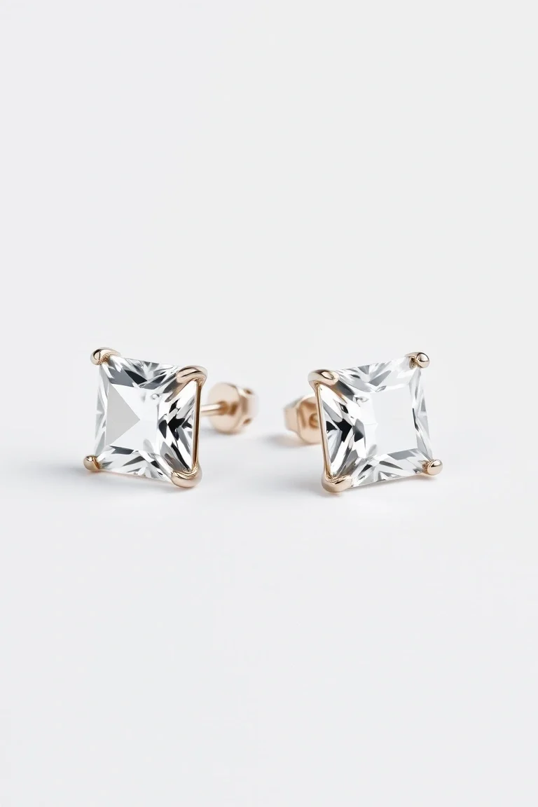 14K Princess Cut Studs VS Quality