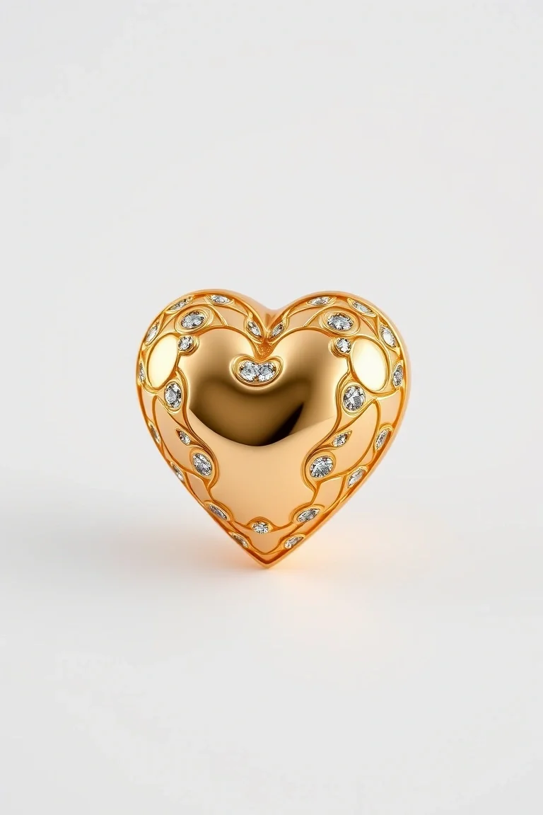 14K Puffed Heart