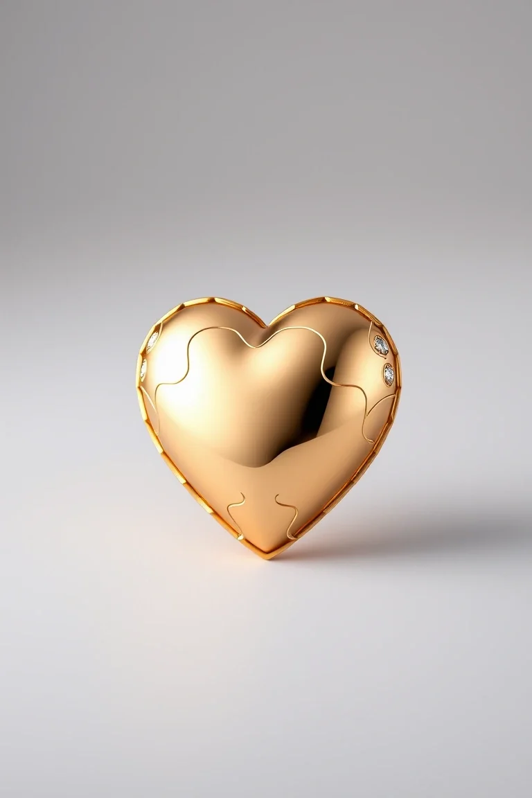14K Puffed Heart