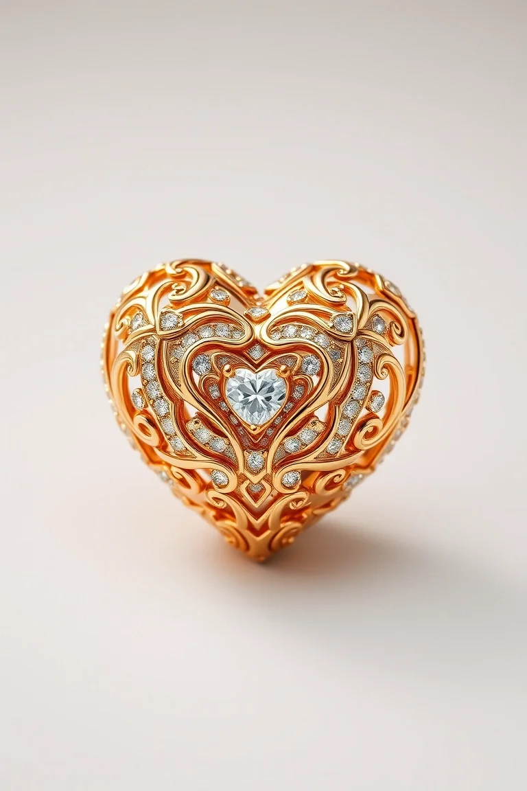 14K Puffed Heart