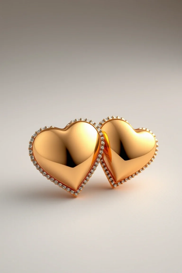 14K Puffed Hearts