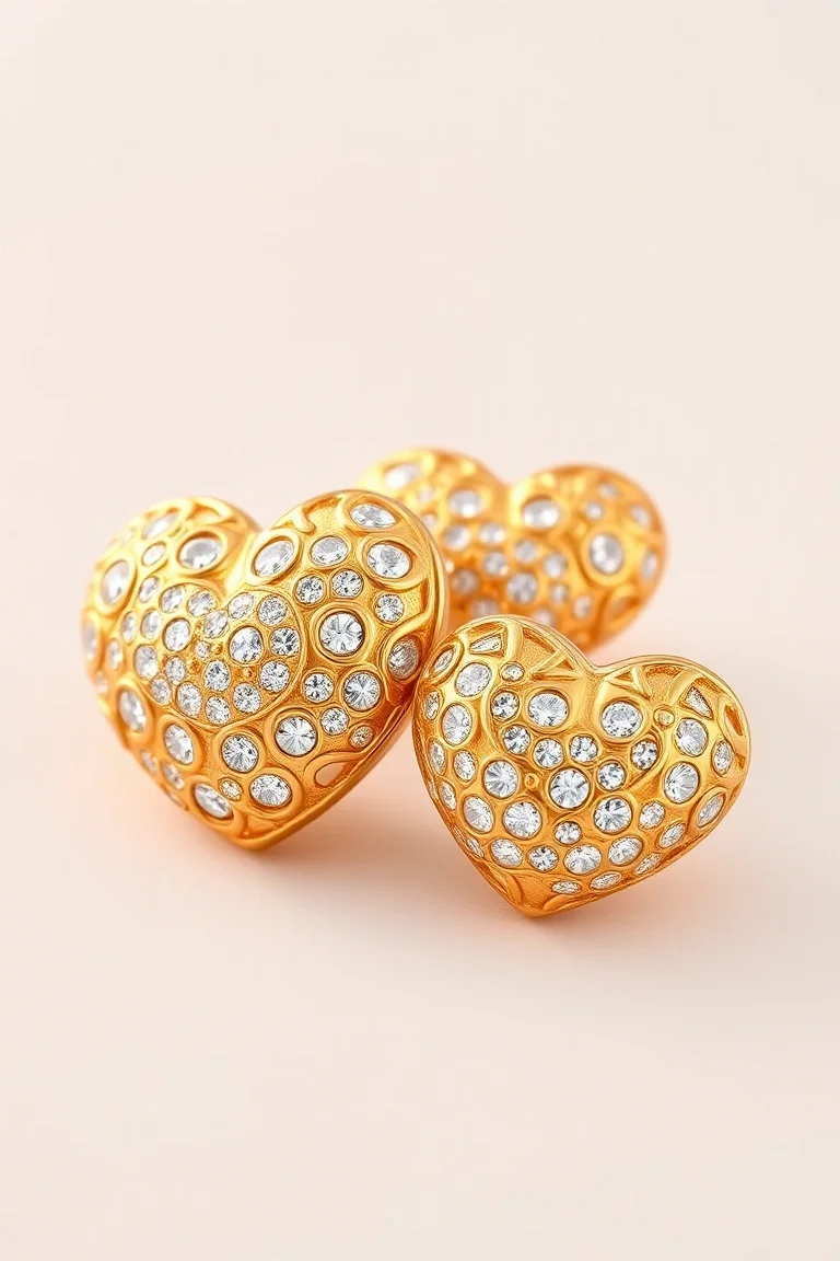 14K Puffed Hearts
