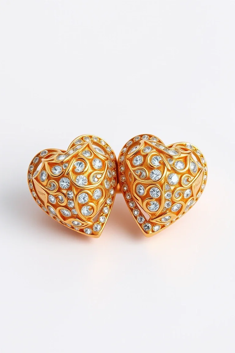 14K Puffed Hearts