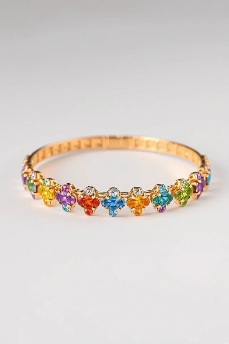 14K Rainbow Bracelet 7 In.