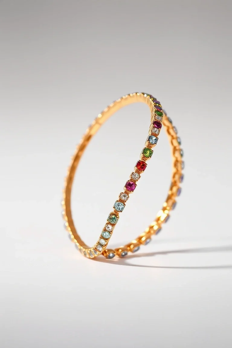 14K Rainbow Bracelet 7 In.