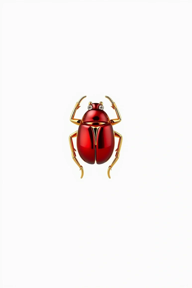 14K Red Scarab Earring
