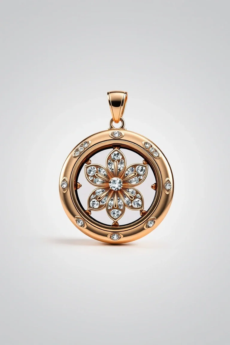 14K RHODIUM FLOWERED LOCKET