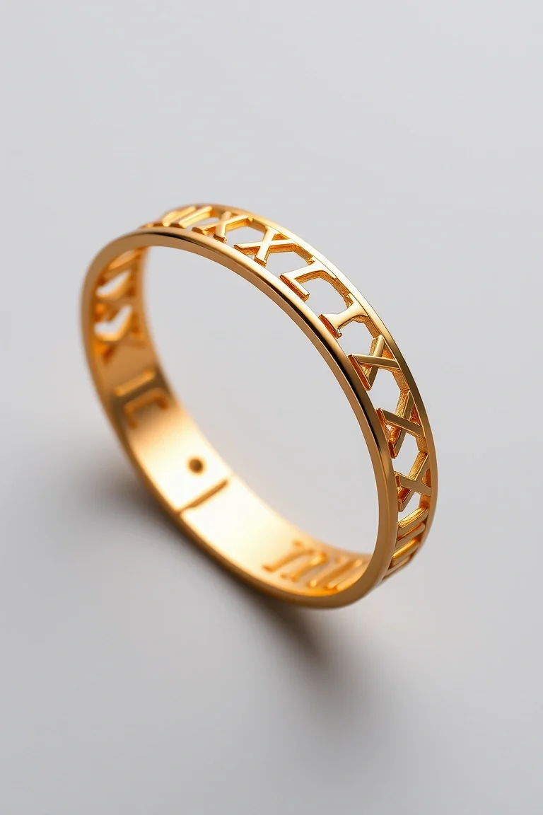 14K Roman Numeral Bangle