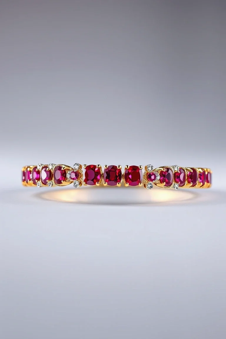 14k Ruby And Diamond Bracelet AA Quality
