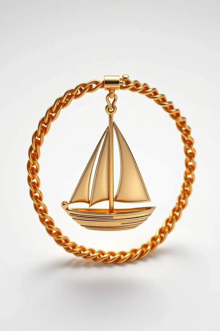 14K Sailboat Bracelet 7 In.