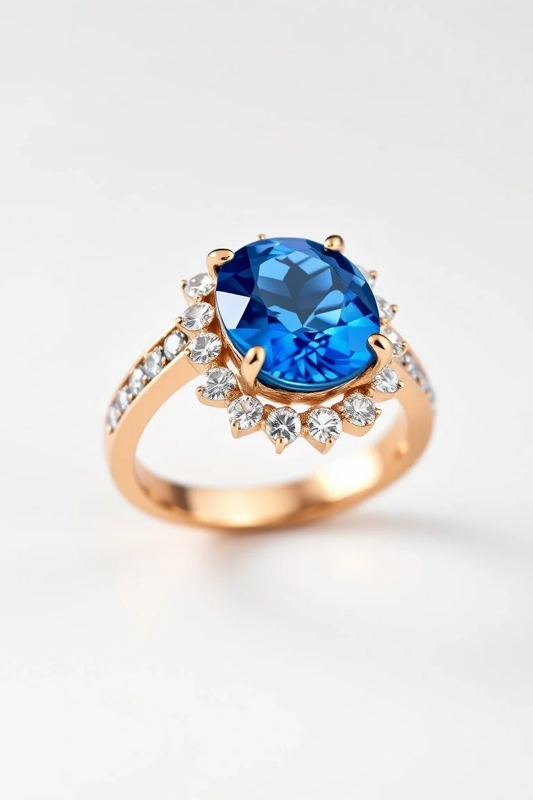 14k Sapphire And Diamond Ring VS Quality