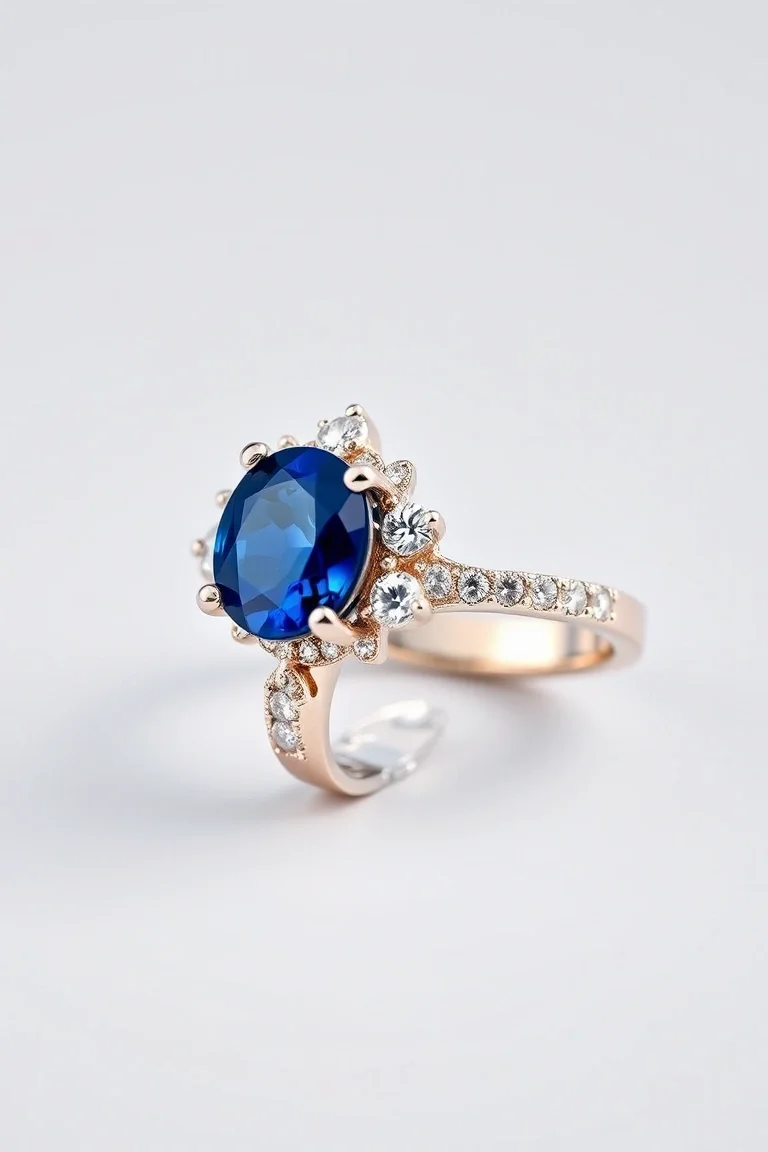 14k Sapphire And Diamond Ring VS Quality