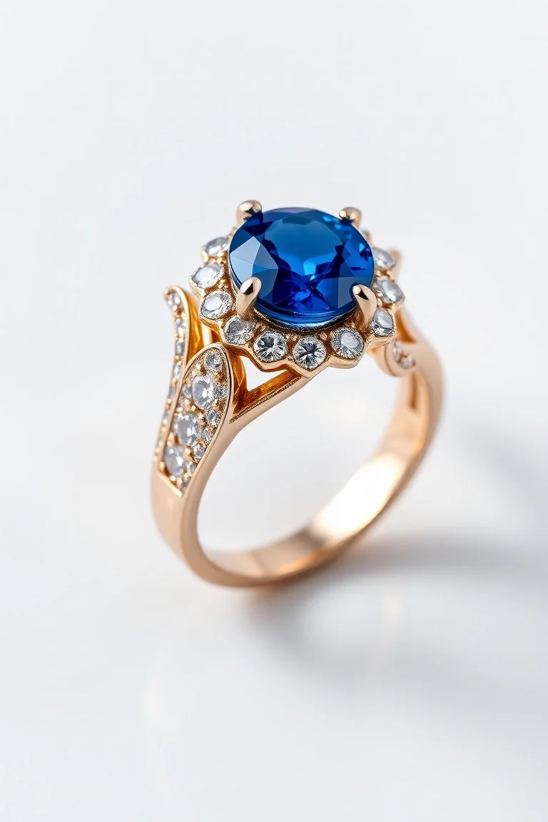 14k Sapphire And Diamond Ring VS Quality