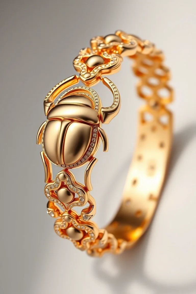 14K Scarab Bracelet 8 In.