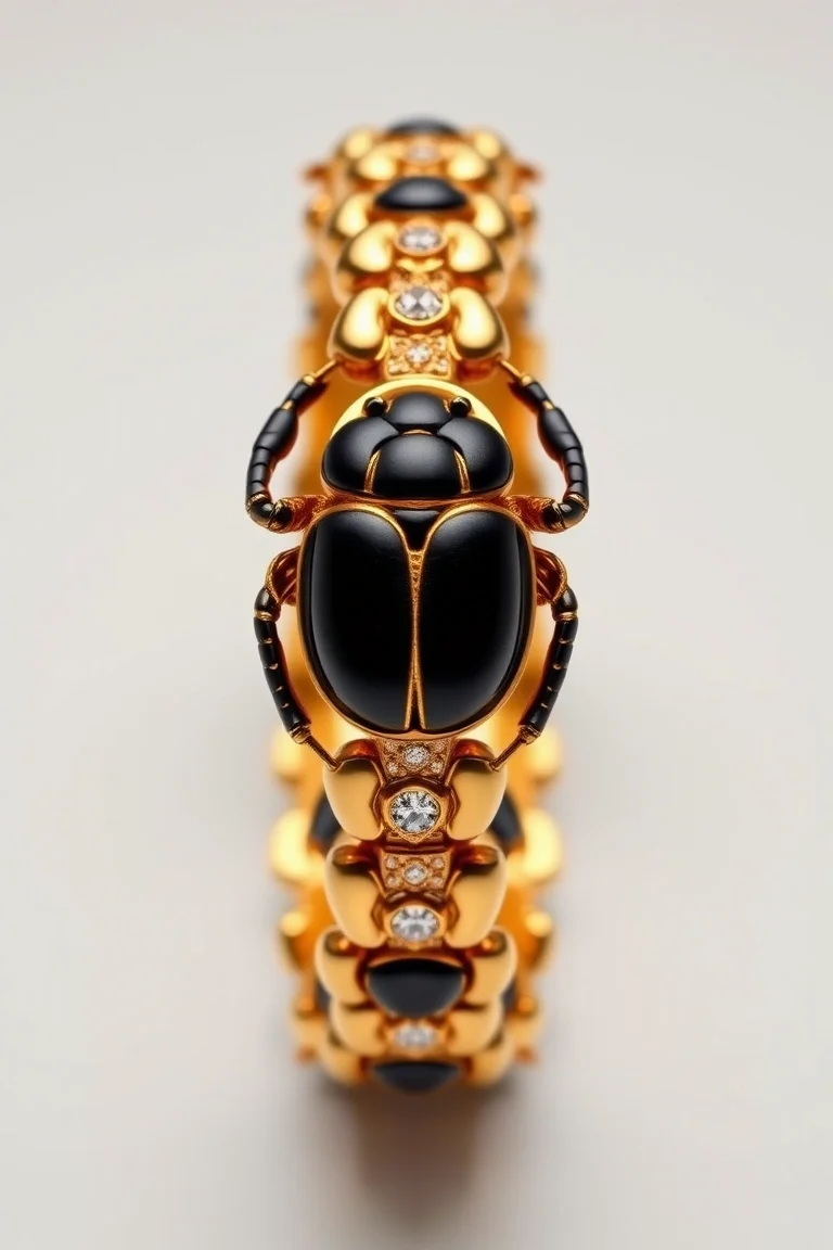 14K Scarab Bracelet 8 In.