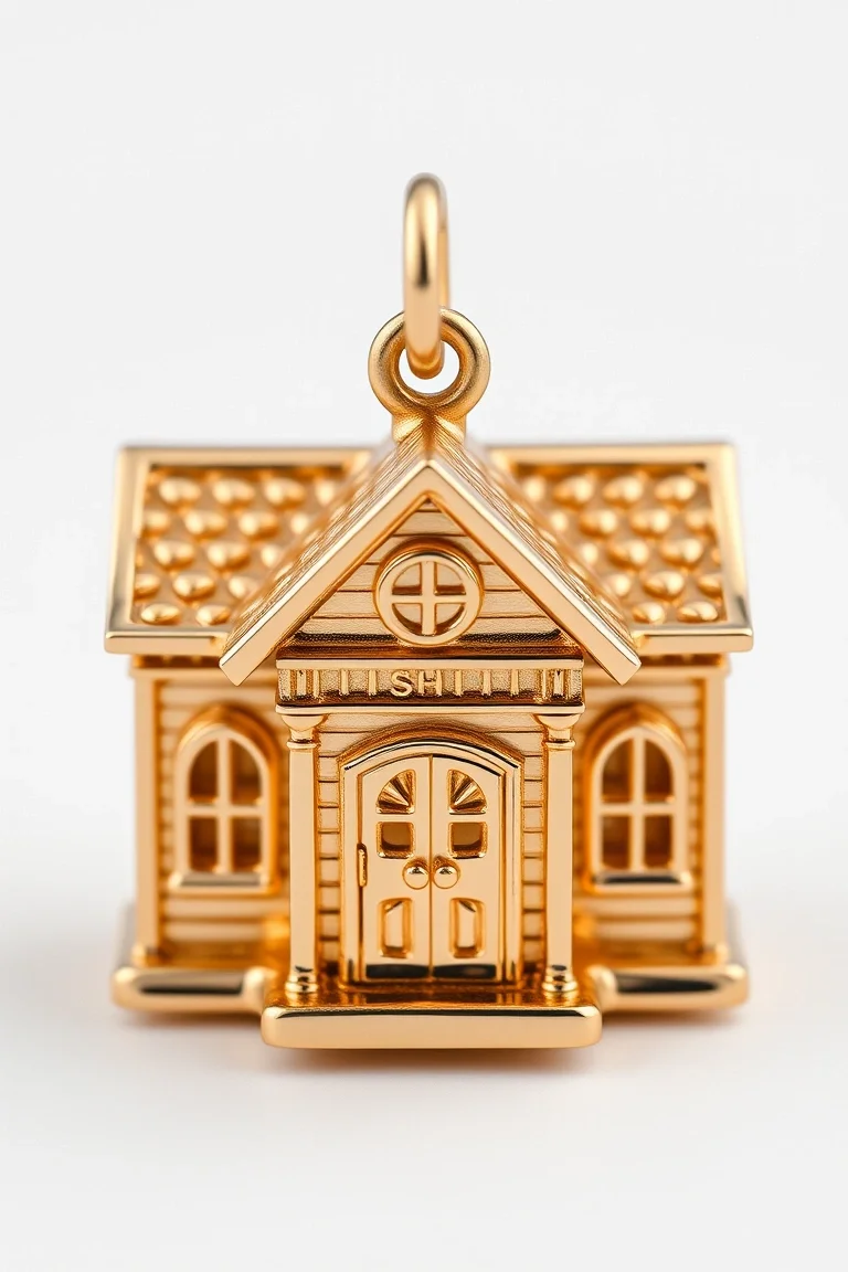 14K School House Charm