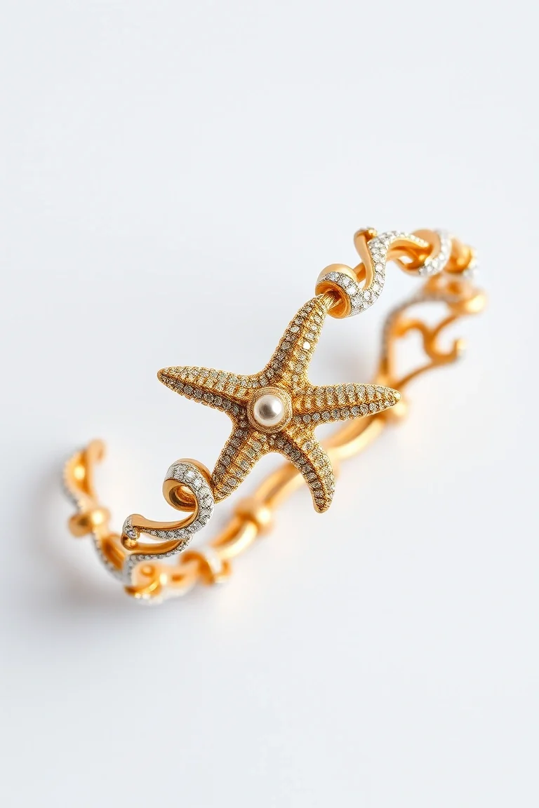14K Sea Creature Bracelet 7 In.