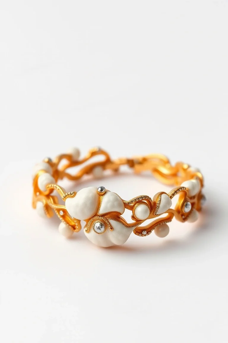 14K Sea Shell Bracelet 7 In.