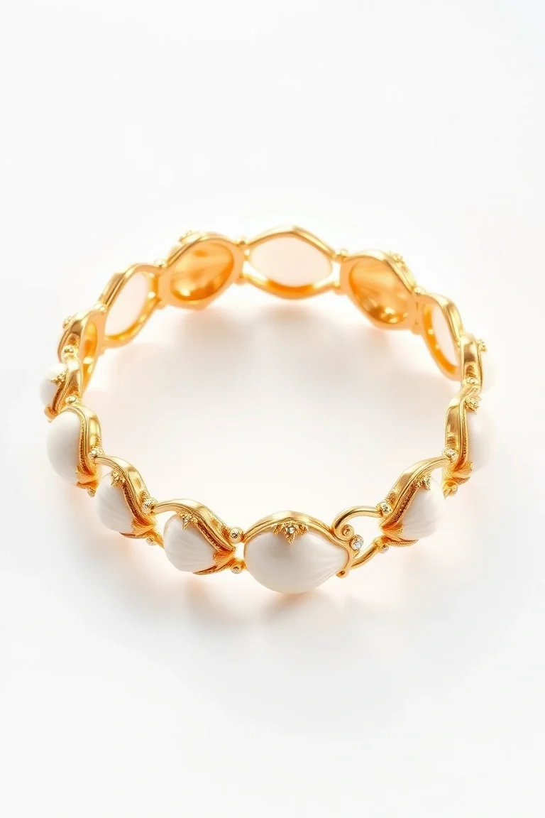 14K Sea Shell Bracelet 7 In.