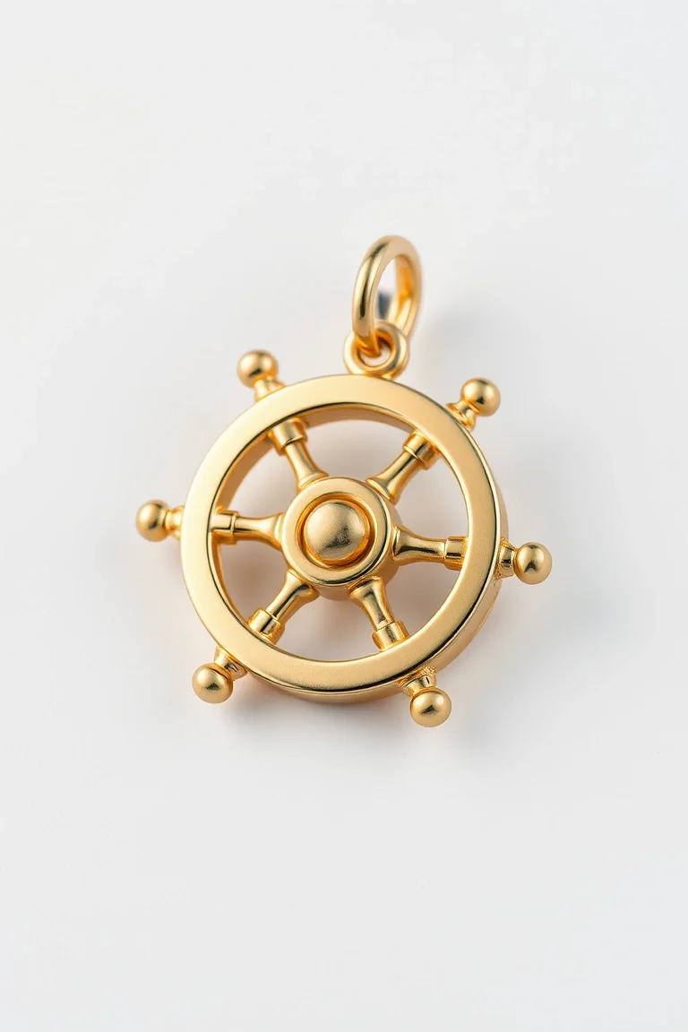14K Ship Wheel Charm