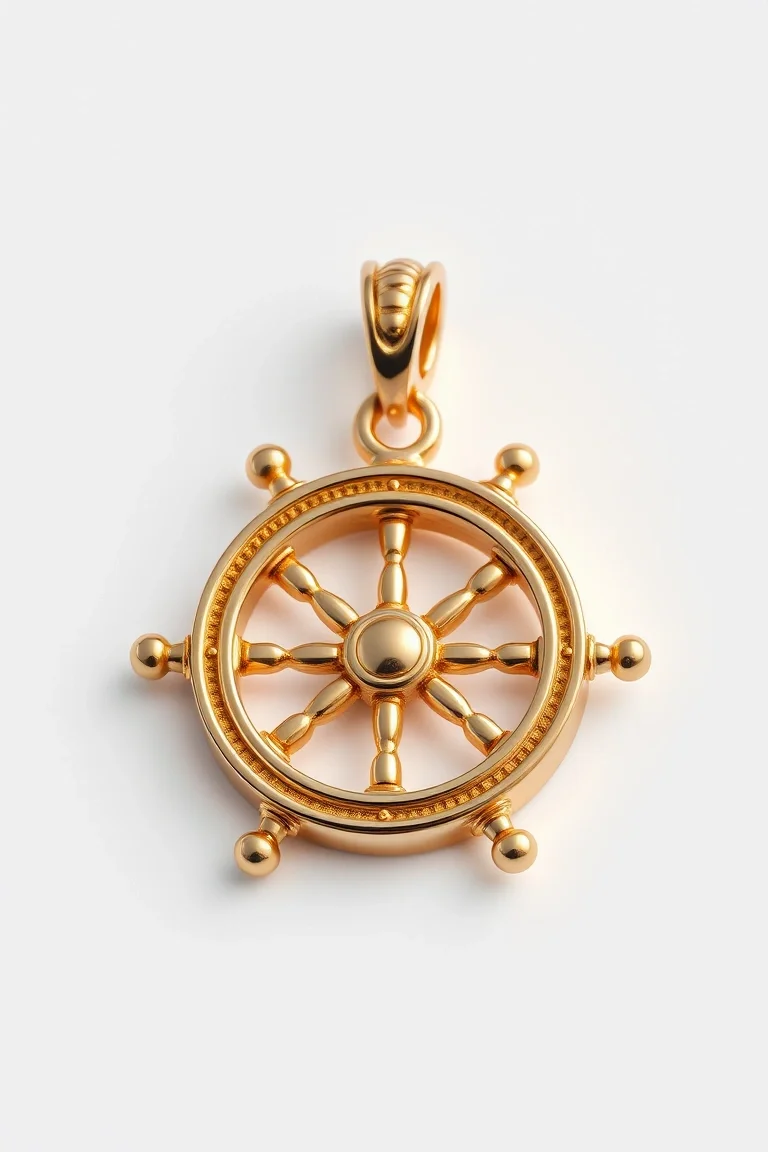 14K Ship Wheel Charm