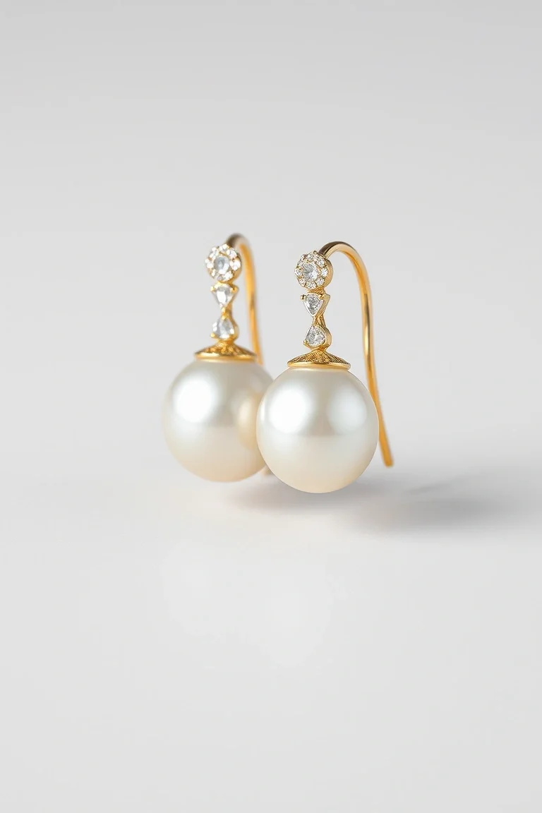 14K Simulated Pearl Earrings