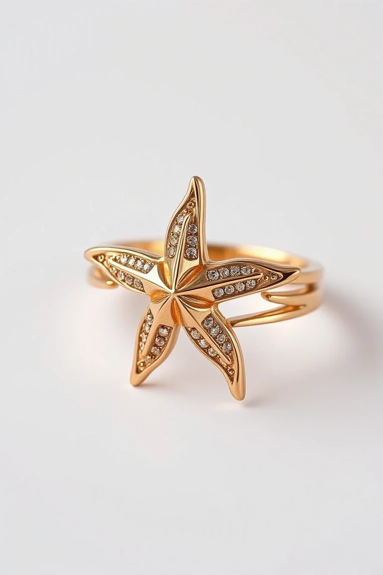 14K STAR FISH RING