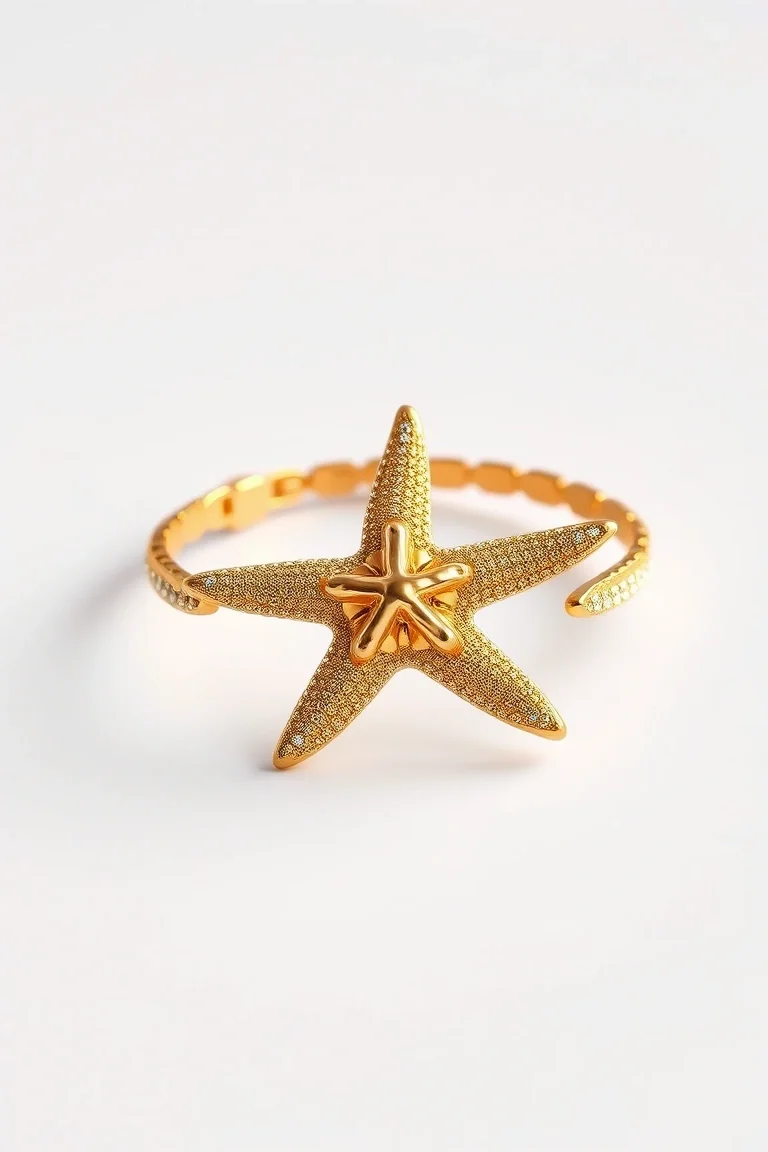 14K Starfish Bracelet 7 In.