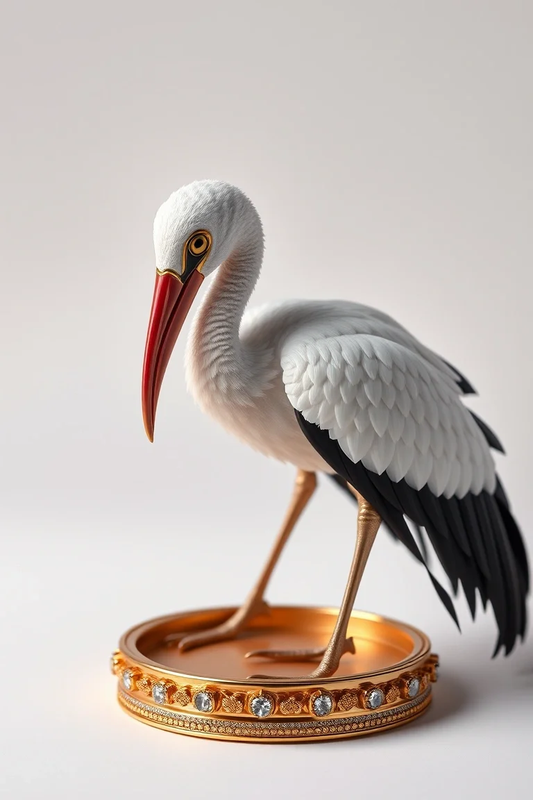 14K Stork On A Disc