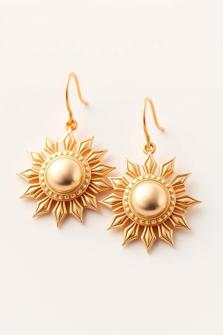 14K Sun Earrings