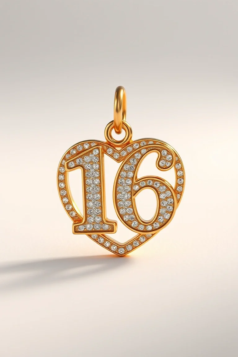 14K Sweet 16 Charm