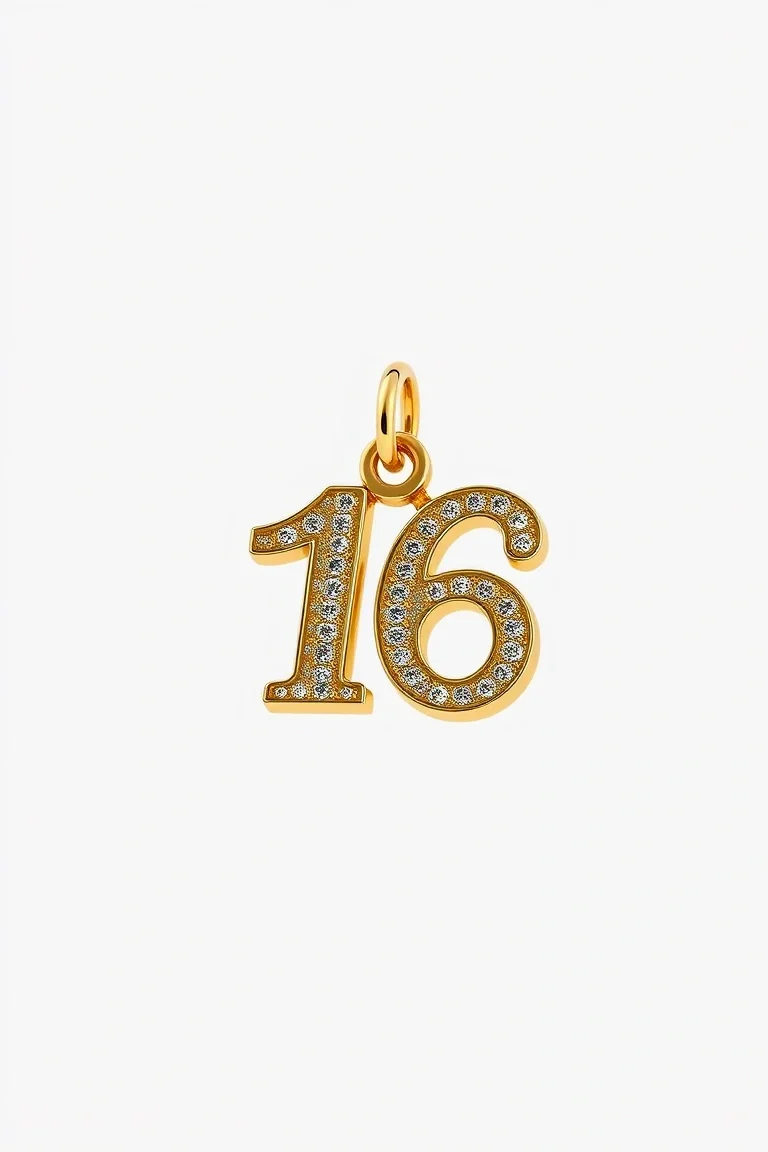 14K Sweet 16 Charm