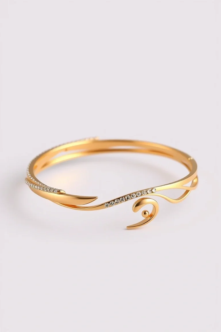 14k Swirl Bangle