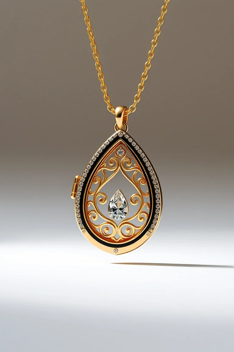 14K Teardrop Locket