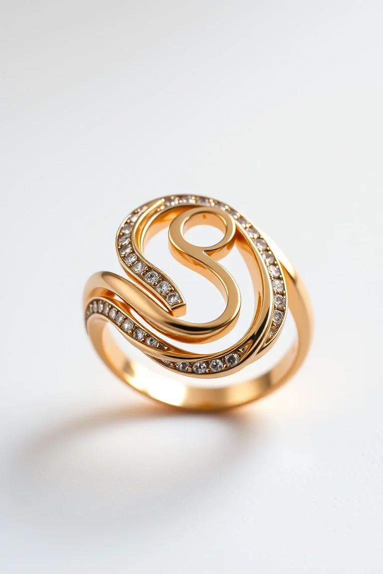 14K TEMP POL TRI M/C WAVE RING