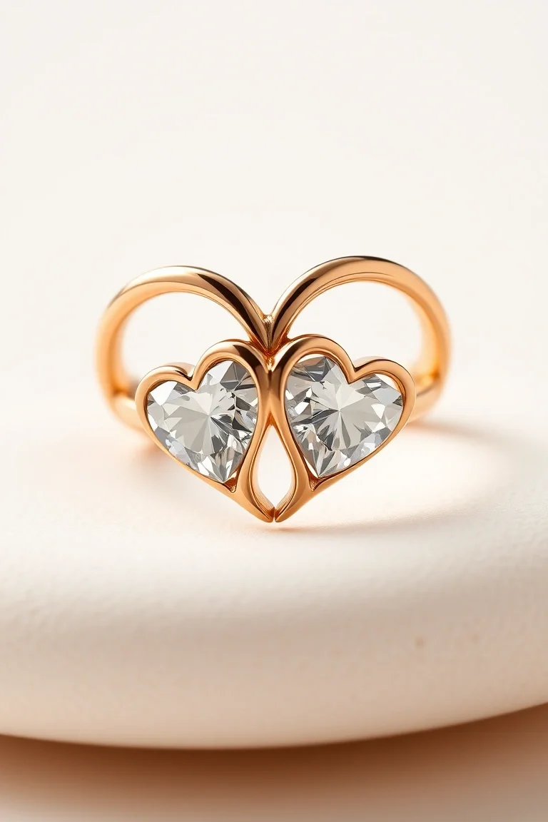 14K Temp Polished 2 Hearts Joining