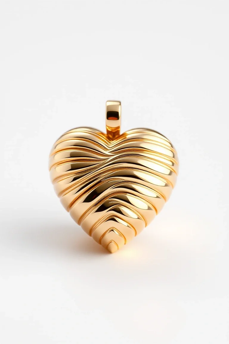 14K Temp Polished Heart With Lines