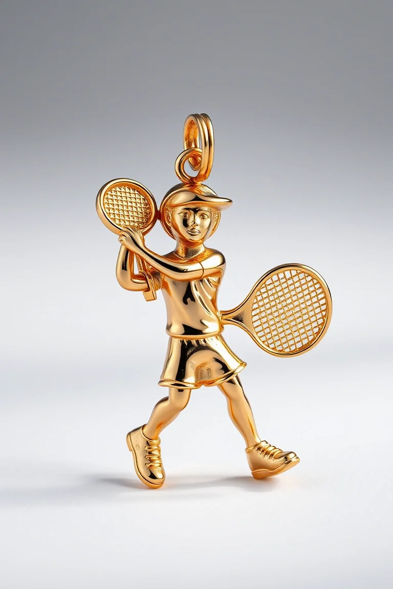 14K Tennis Player Charm