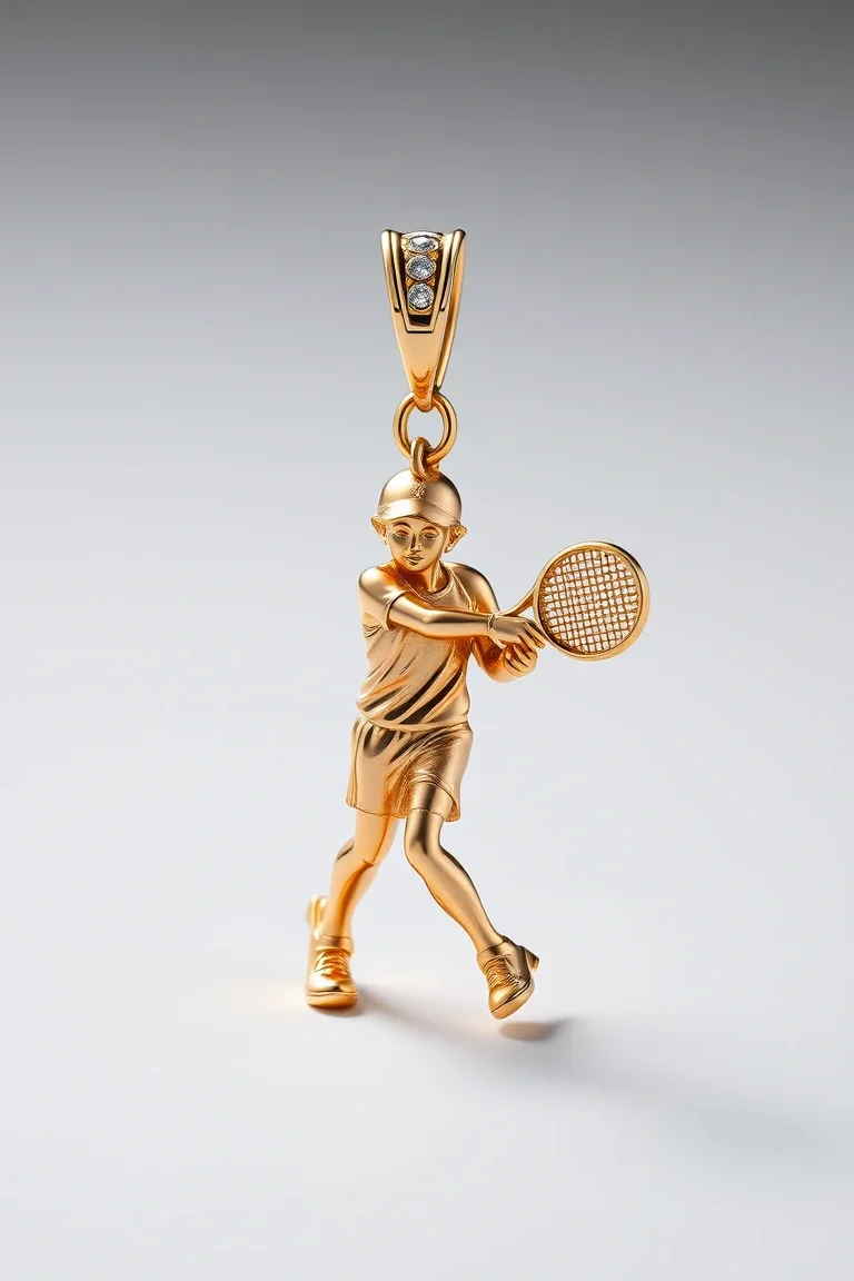 14K Tennis Player Charm