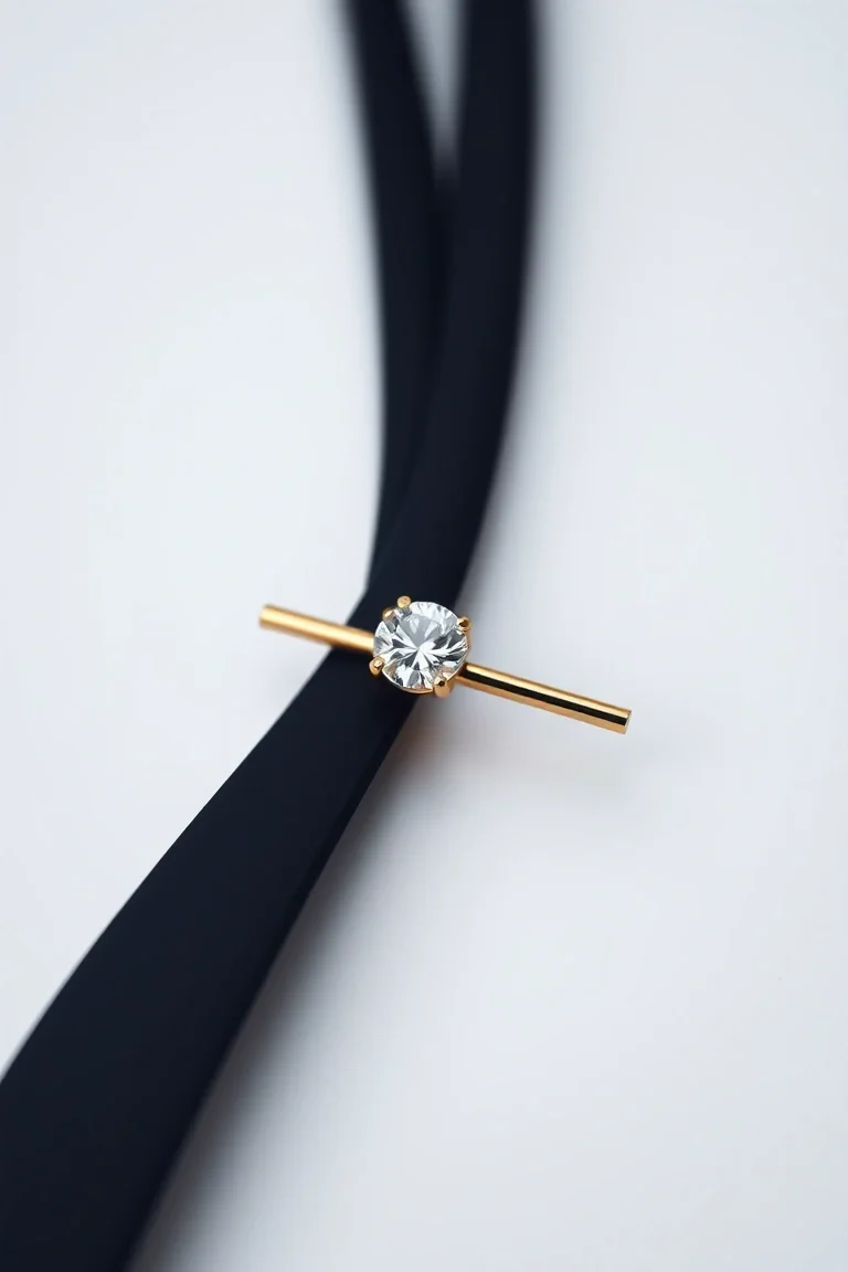 14K Tie Bar With .05ct.dia. AA Quality