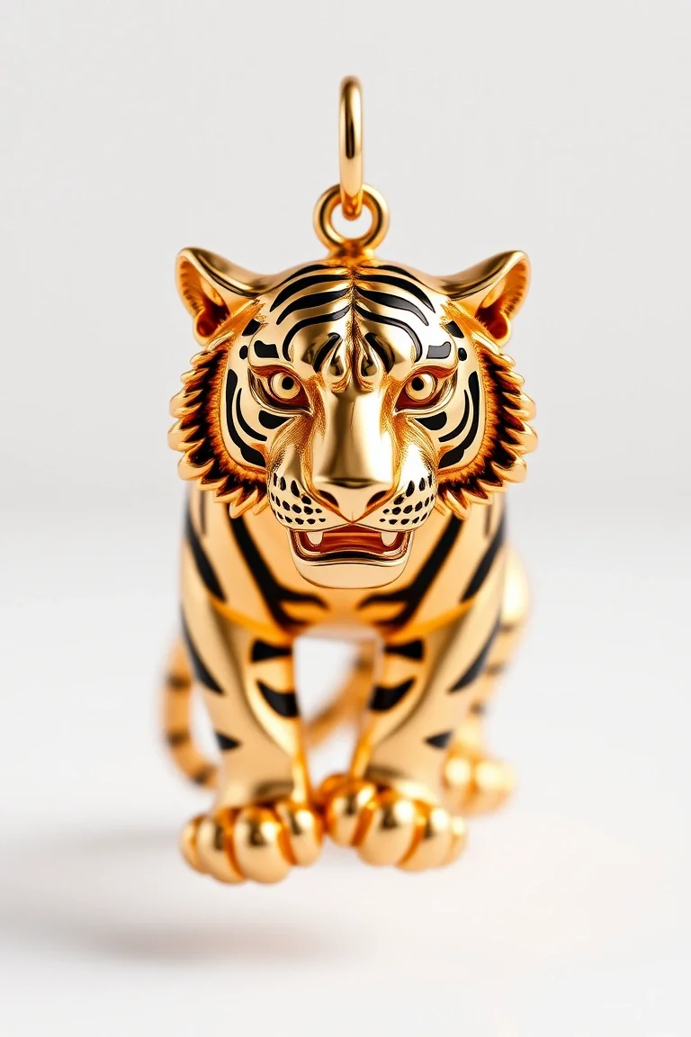 14K Tiger Charm Holder