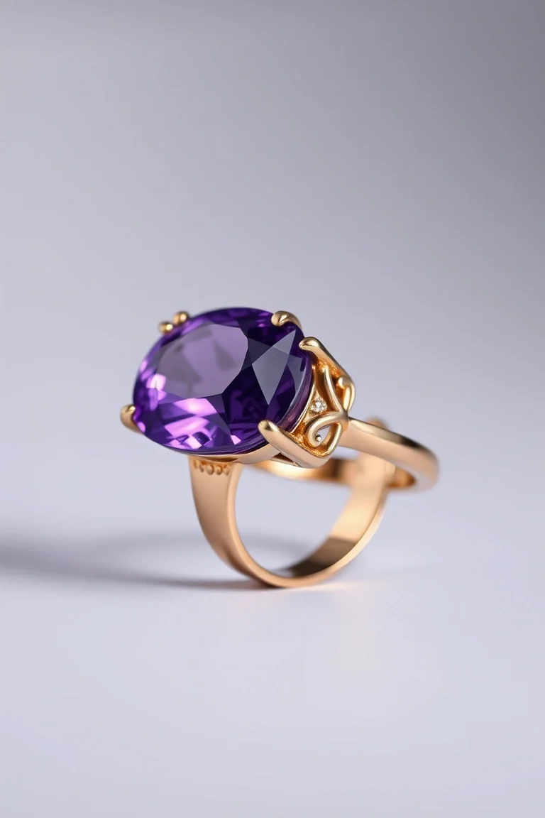 14K TRADITIONAL AMETHYST RING