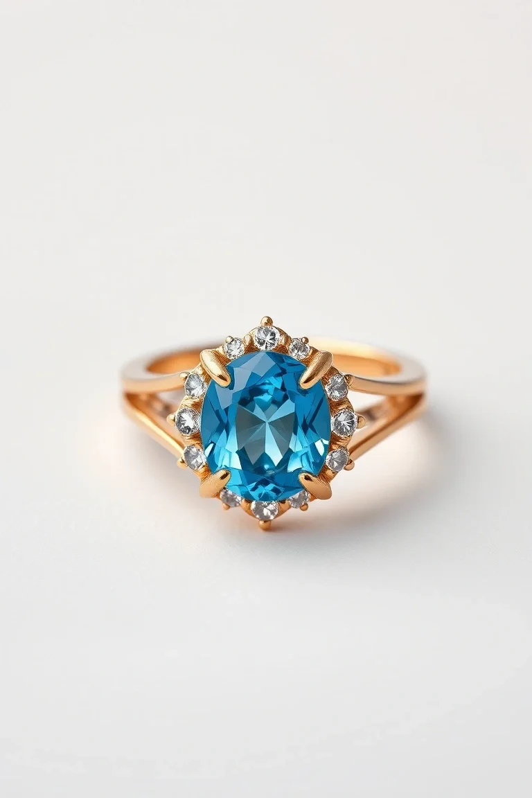 14K TRADITIONAL BLUE TOPAZ RING