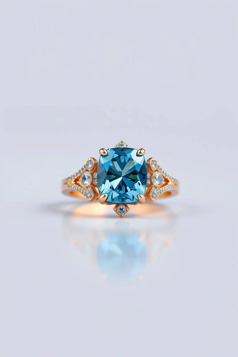 14K TRADITIONAL BLUE TOPAZ RING