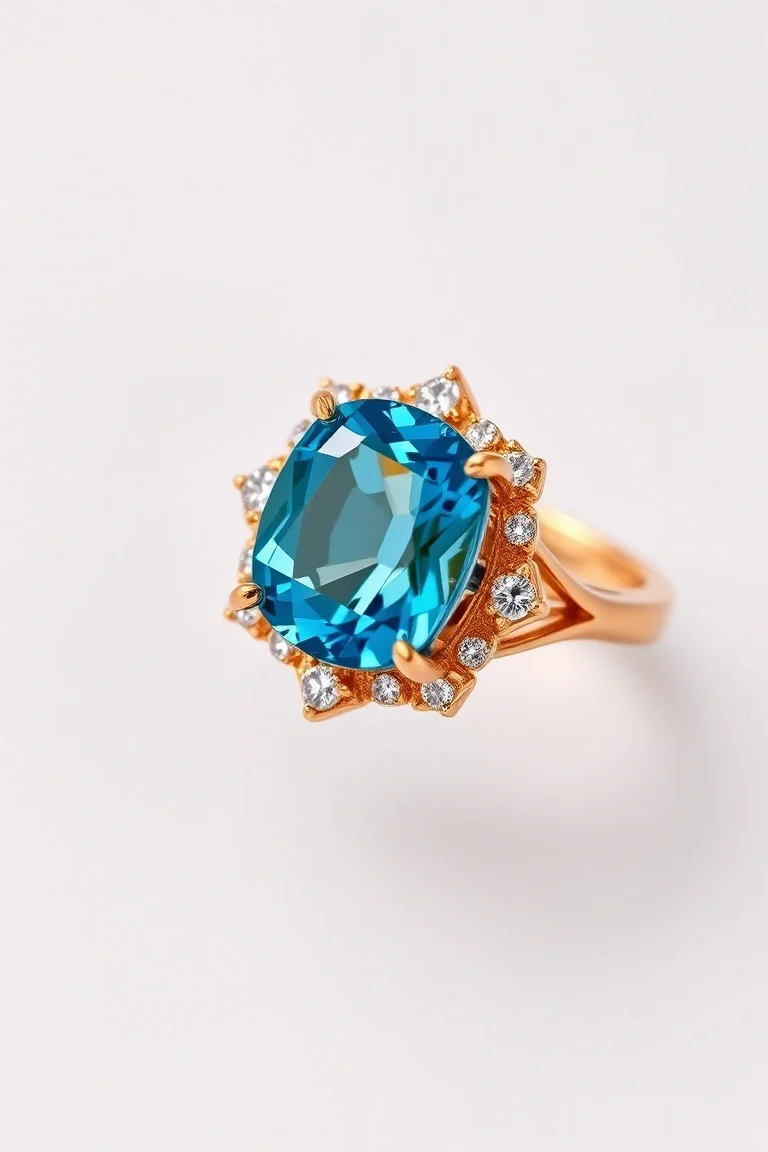 14K TRADITIONAL BLUE TOPAZ RING